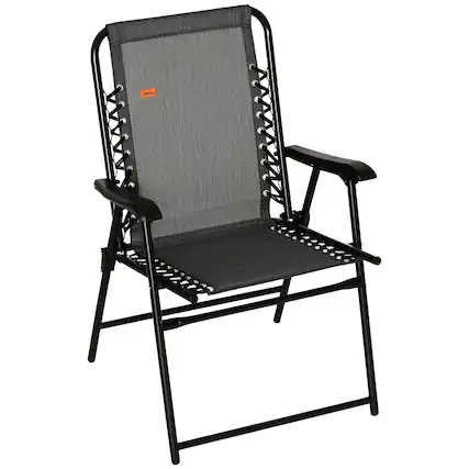 Front. Outsunny - Folding Chair, Sling Suspension Chair for Deck, Camping, Sports Events, Patio, Beach & Pool - Gray.
