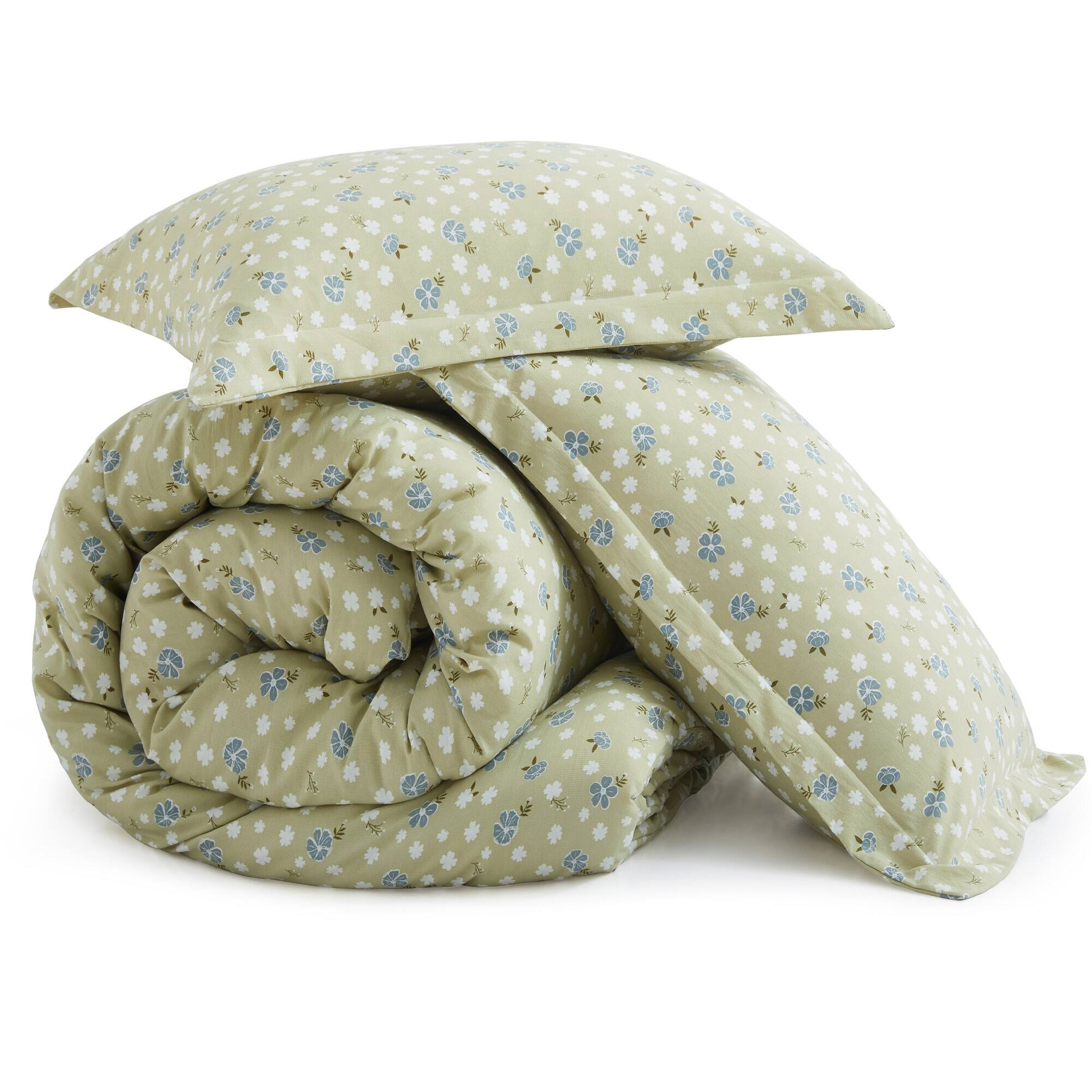 Alt View 1. Peace Nest - Peace Nest Floral Printed Comforter Set with Pillowcases, Bedding Set for All Season - Green.