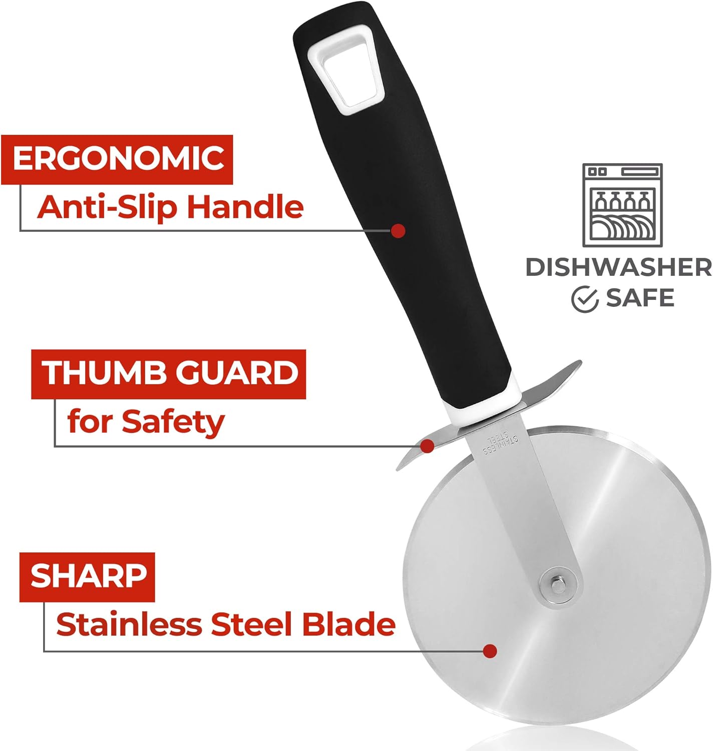 ERGONOMIC Anti-Slip Handle, DISHWASHER SAFE, THUMB GUARD for Safety, SHARP Stainless Steel Blade.
