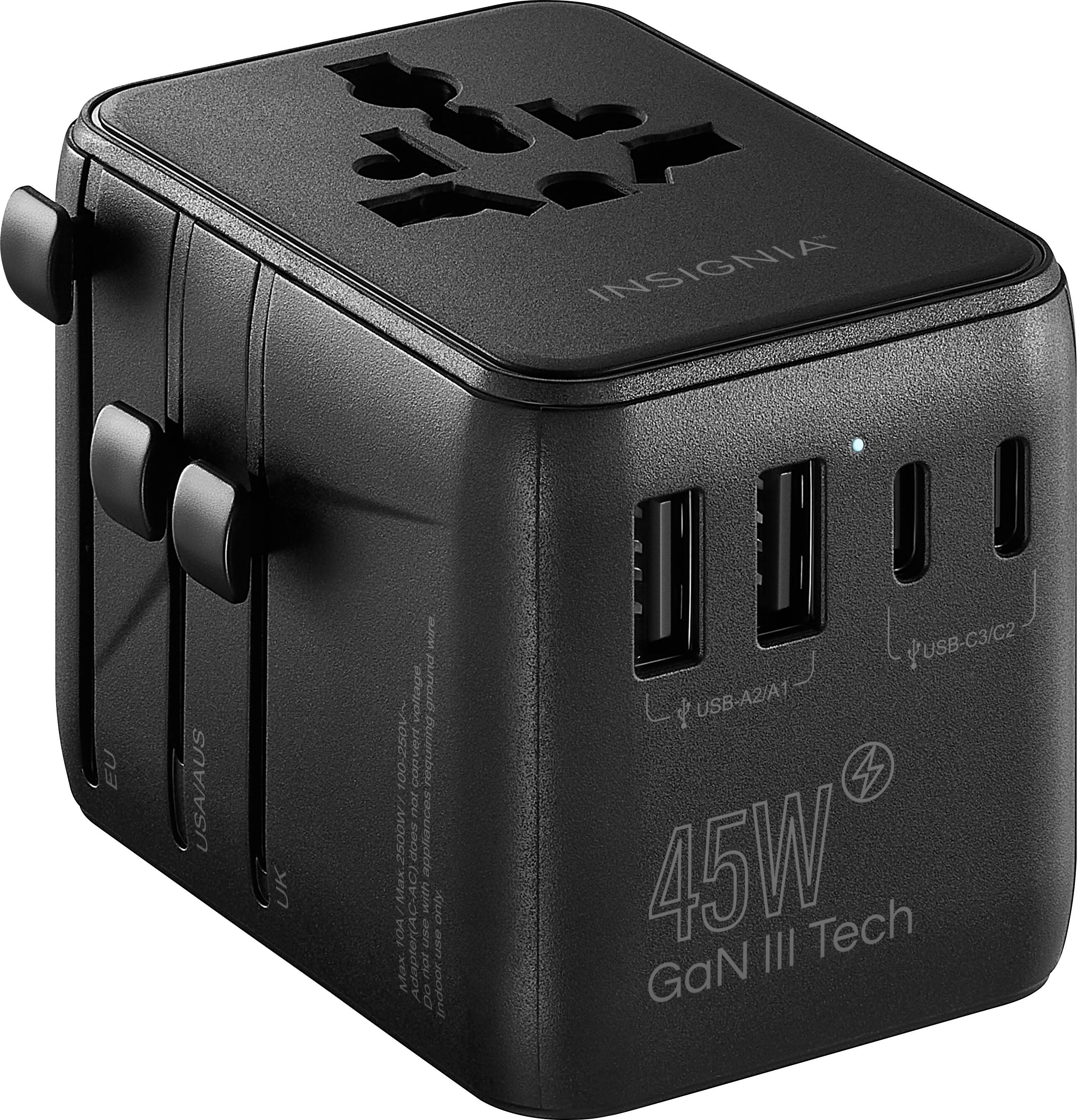 INSIGNIA

45W GaN III Tech

USA/AUS UK

USB-A2/A1 USB-C3/C2

100-240V~ 50/60Hz 1.8A Max.2500W

Do not use with appliances that require a ground connection.