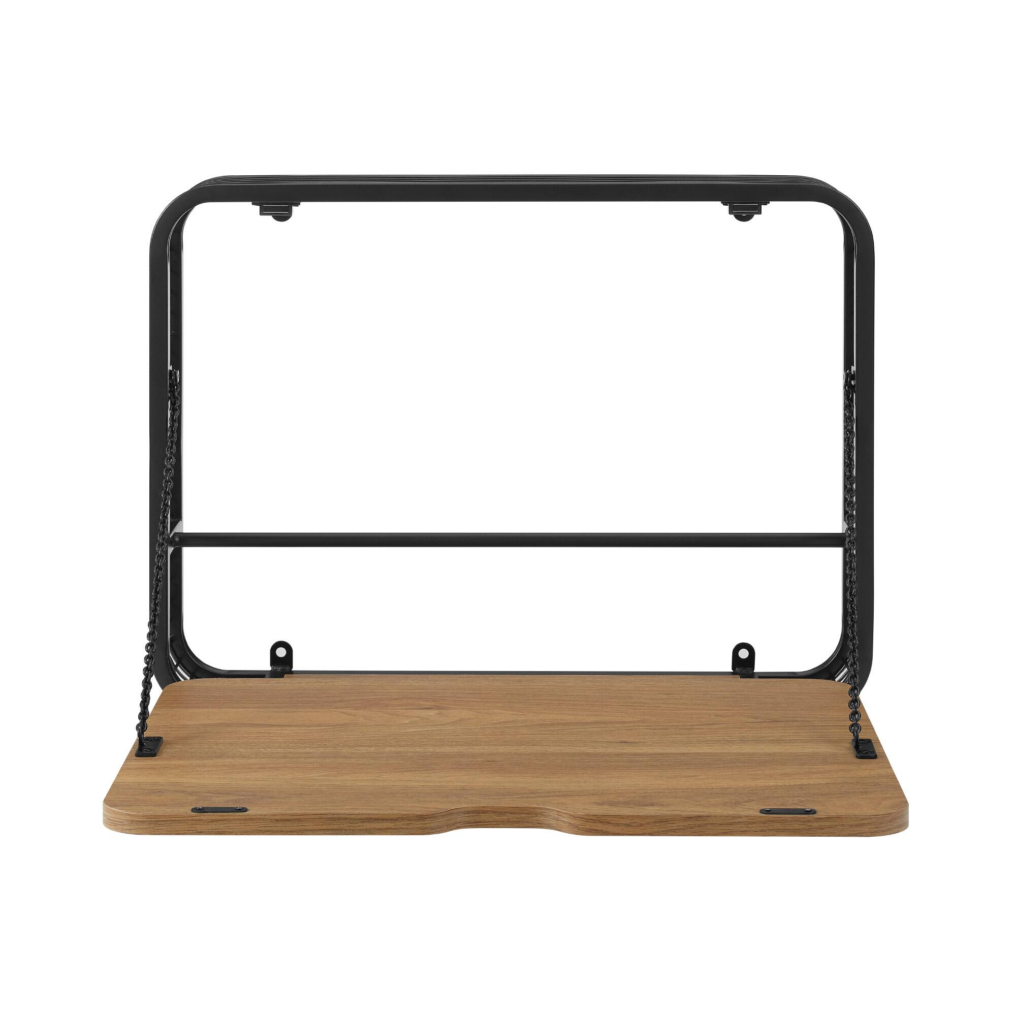 Front. Walker Edison - Wall Mounted Floating Computer Desk - English Oak.