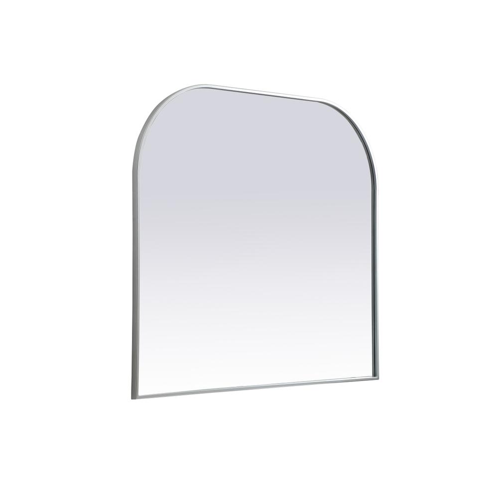 Left. Elegant Decor - Metal Frame Arch Mirror 42x38 Inch in Silver - Silver.