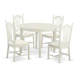 East West Furniture - 5 PcKitchen dinette set - Dinette Table and 4 Dining Chairs - Linen White