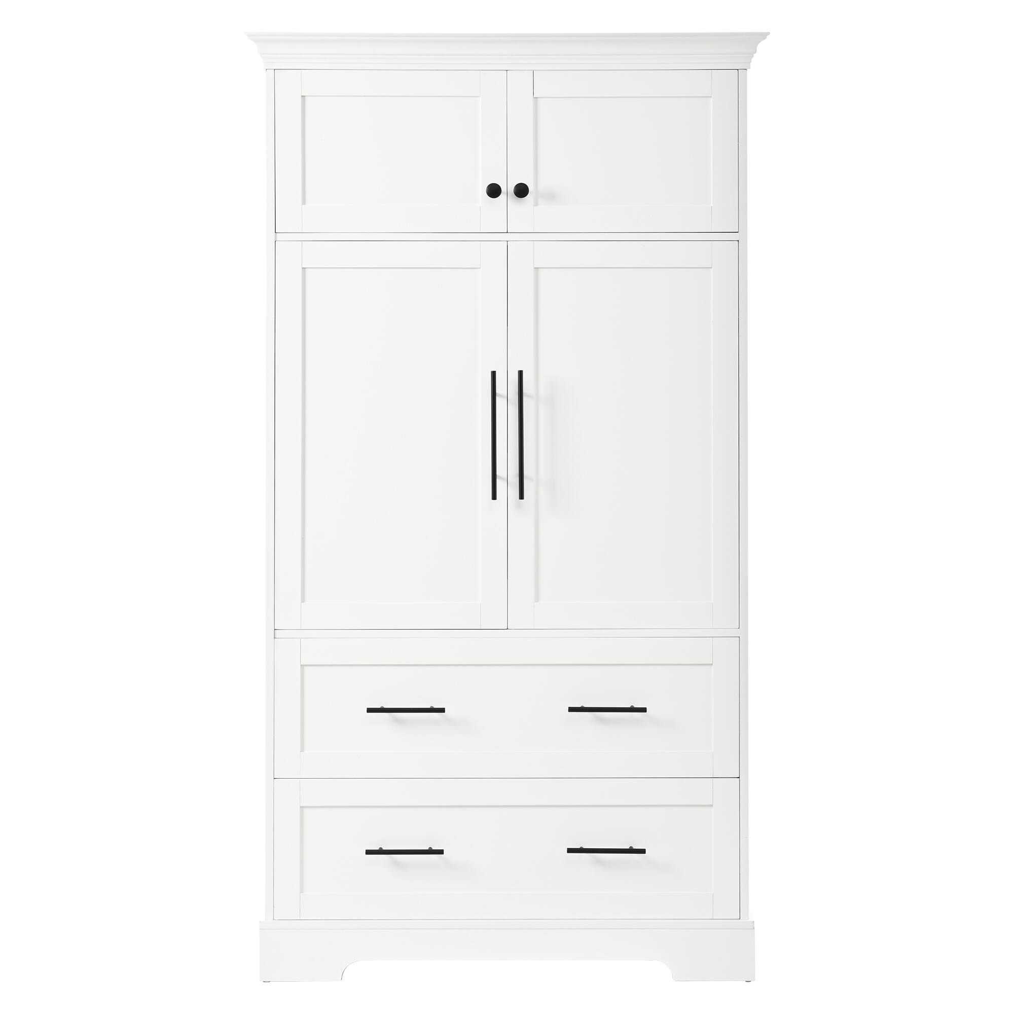Alt View 1. Forest'nSky - 72.6" Farmhouse Kitchen Pantry, 40" Wide with Pull-Out Trays & Cake Pan Storage Organizer, White - White.