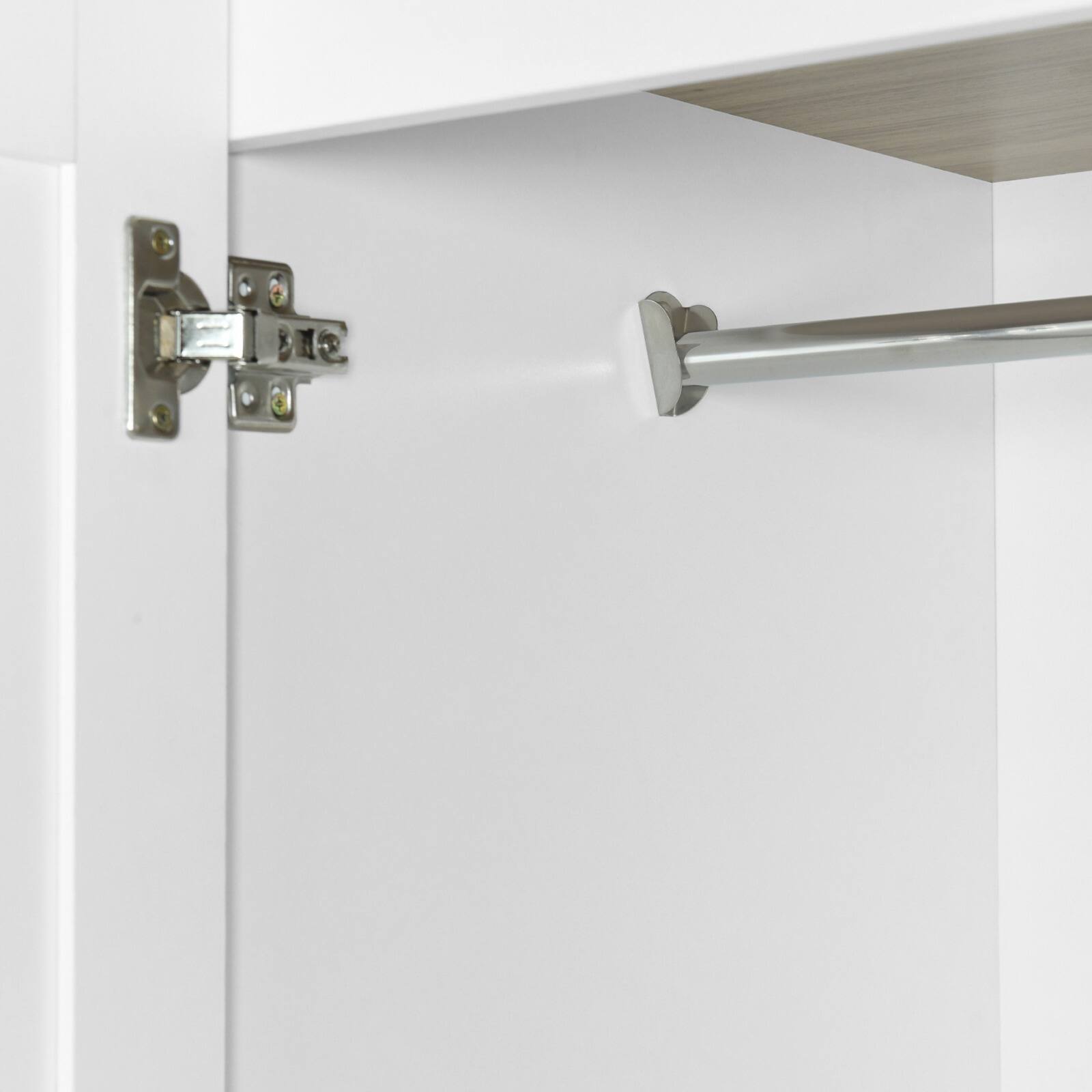 Alt View 3. Whisen - 4-Door Wardrobe Armoire Closet with 2 Drawers,Large Capacity Hanging and Storage Organizer - White.