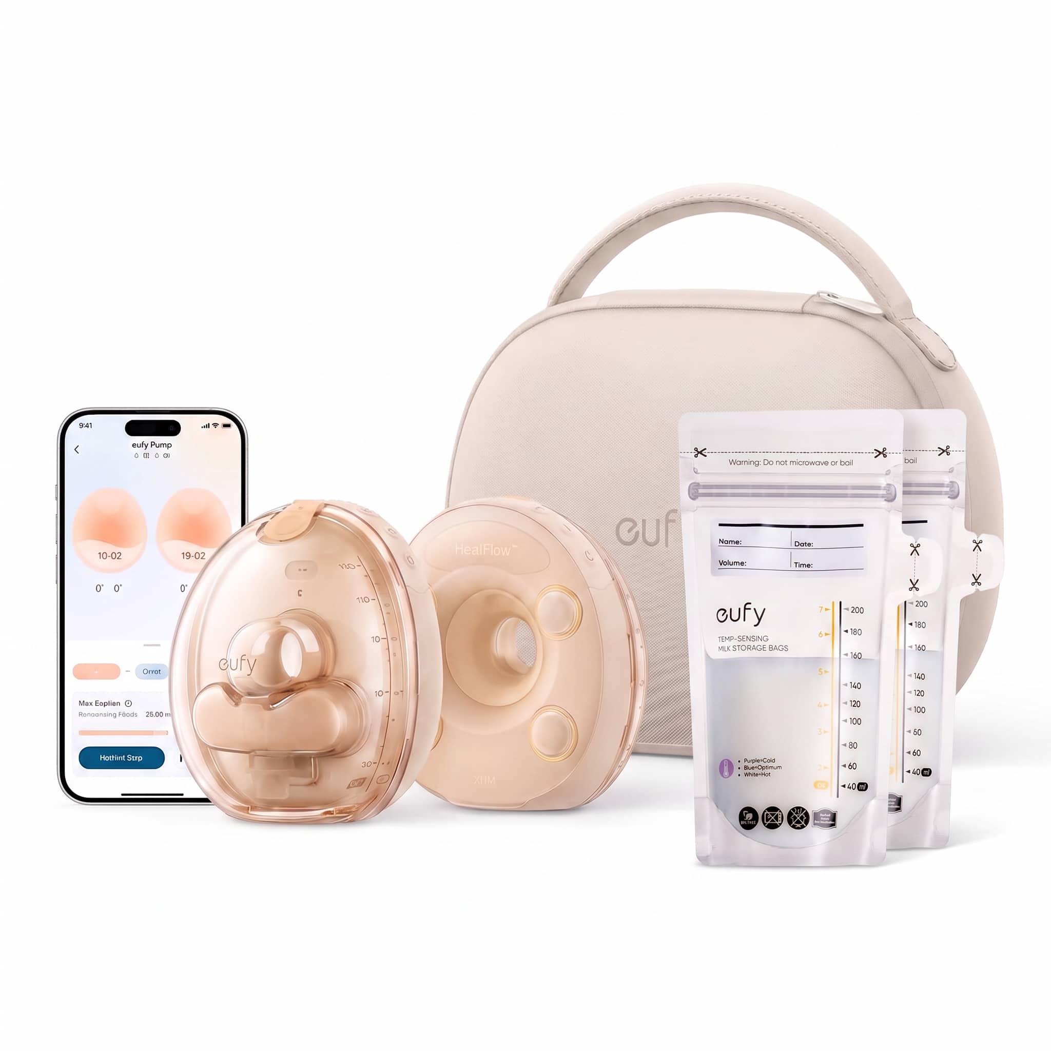 eufy - Heated Wearable Breast Pump S2 Pro with 240 Milk Storage Bag, Hands‑Free, HeatFlow™ Tech, Wireless Charging Case - Brown price history on PriceWatchPro