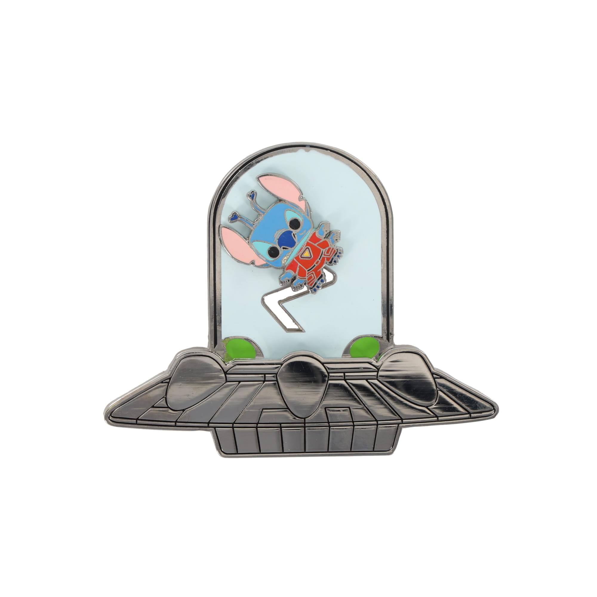 Front. Disney - Disney Stitch Experiment 626 Capsule Sliding Enamel Pin - Black.