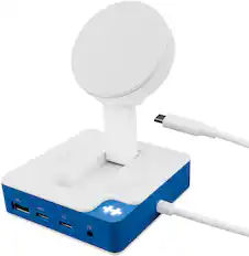 Front. Hyper - HyperDrive Flex MagCharge 5 Port USB-C Hub with Phone Charger - Blue.