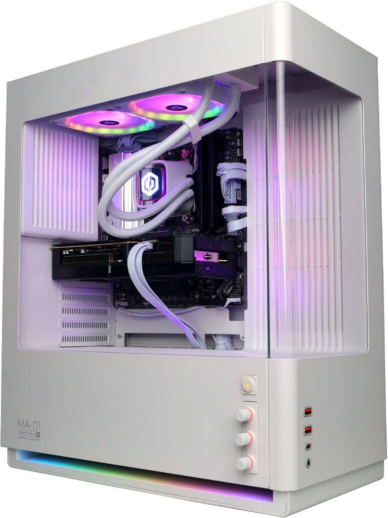 Alt View 10. CyberPowerPC - Gaming Desktop - AMD Ryzen 7 9700F - NVIDIA GeForce RTX 5070 12GB - 32GB DDR5 - 1TB PCIe 4.0 SSD Storage - White.