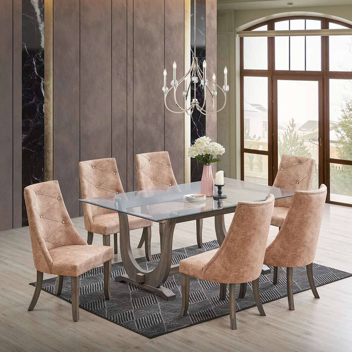 Back. Kings Brand Furniture - Kings Brand Furniture Set Of 2 Faux Leather Tufted Parson Dining Chairs - Light Brown / Brown.