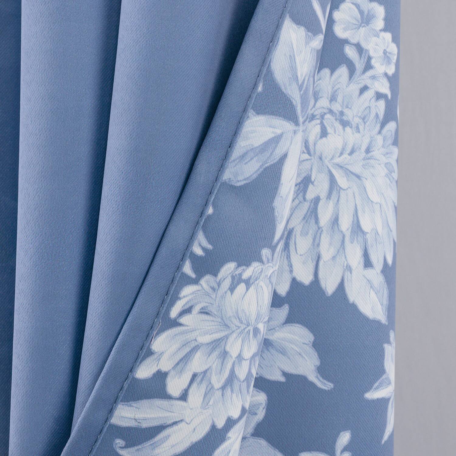 Alt View 2. Olivia Gray - Olivia Gray 100% Polyester 190 GSM Eloise Reversible Blackout Grommet Curtain Panel 54" x 90" Blue - Blue.