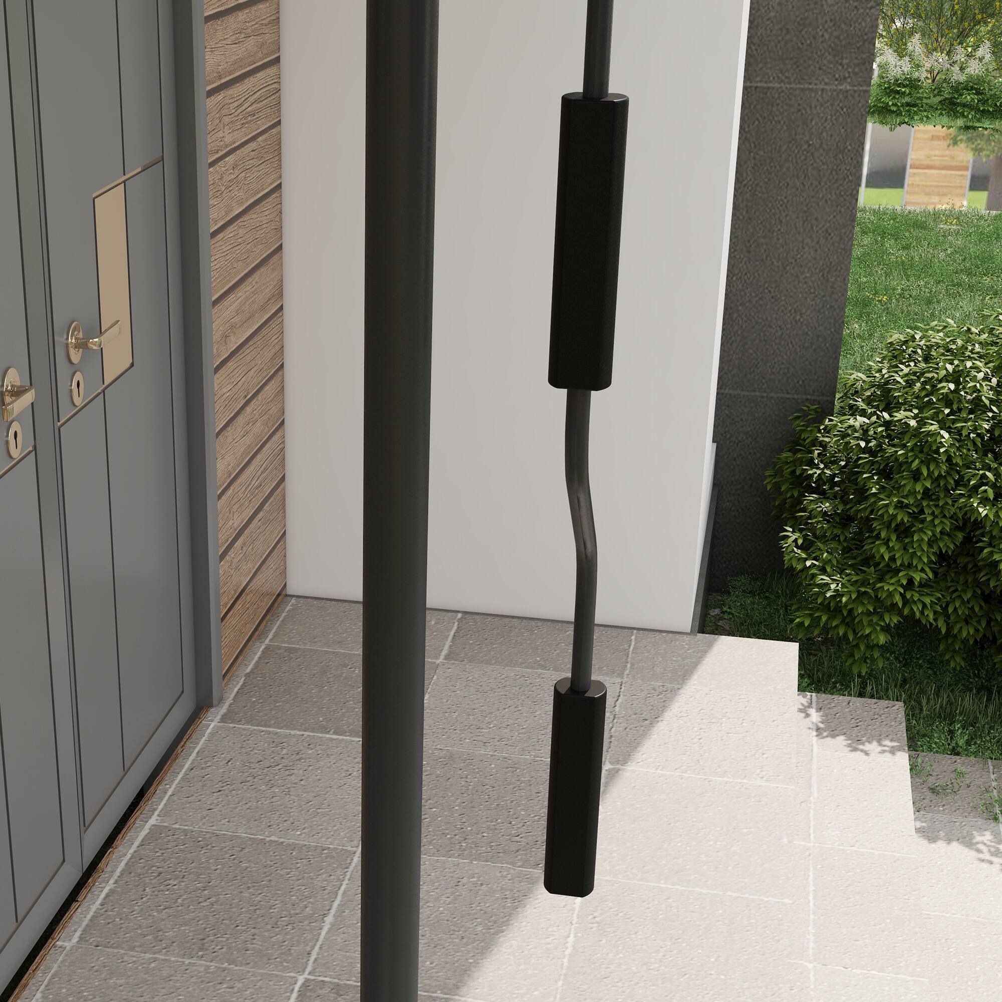 Alt View 8. Outsunny - Manual Retractable Awning, 59" Non-Screw Patio Sun Shade Shelter with Support Pole Stand - Dark Gray.