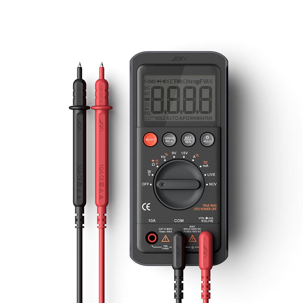 Sure, here is the corrected and grouped text from the image:

**Top Section:**
- 5 KV CAT III
- 1KV CAT II
- T-RMS
- 20 C'FMkS2Hzng
- FMK
- FVA%
- DC AC REL
- HOLD AUTO APO MINMAXPEAK
- SELECT RANGE
- HELA MAX MIN
- 10A
- 10ACE CE
- > 10A
- O V
- 7
- + V OFF CE %
- Hz
- 9V
- 1.5V
- A
- Am
- LIVE
- NCV
- TRUL
- RMS
- UTO
- POWER
- TIO
- 10A
- COM
- THE-
- - BA
- GOLIVE
- CA
- N
- B00V
- 0s4
- MAX
- MAR
- VIEn
- dN
- FUSEL
- HROV
- AU
- 1OA
- PUEs

**Display:**
- T-RMS 44Hz C'FMk2