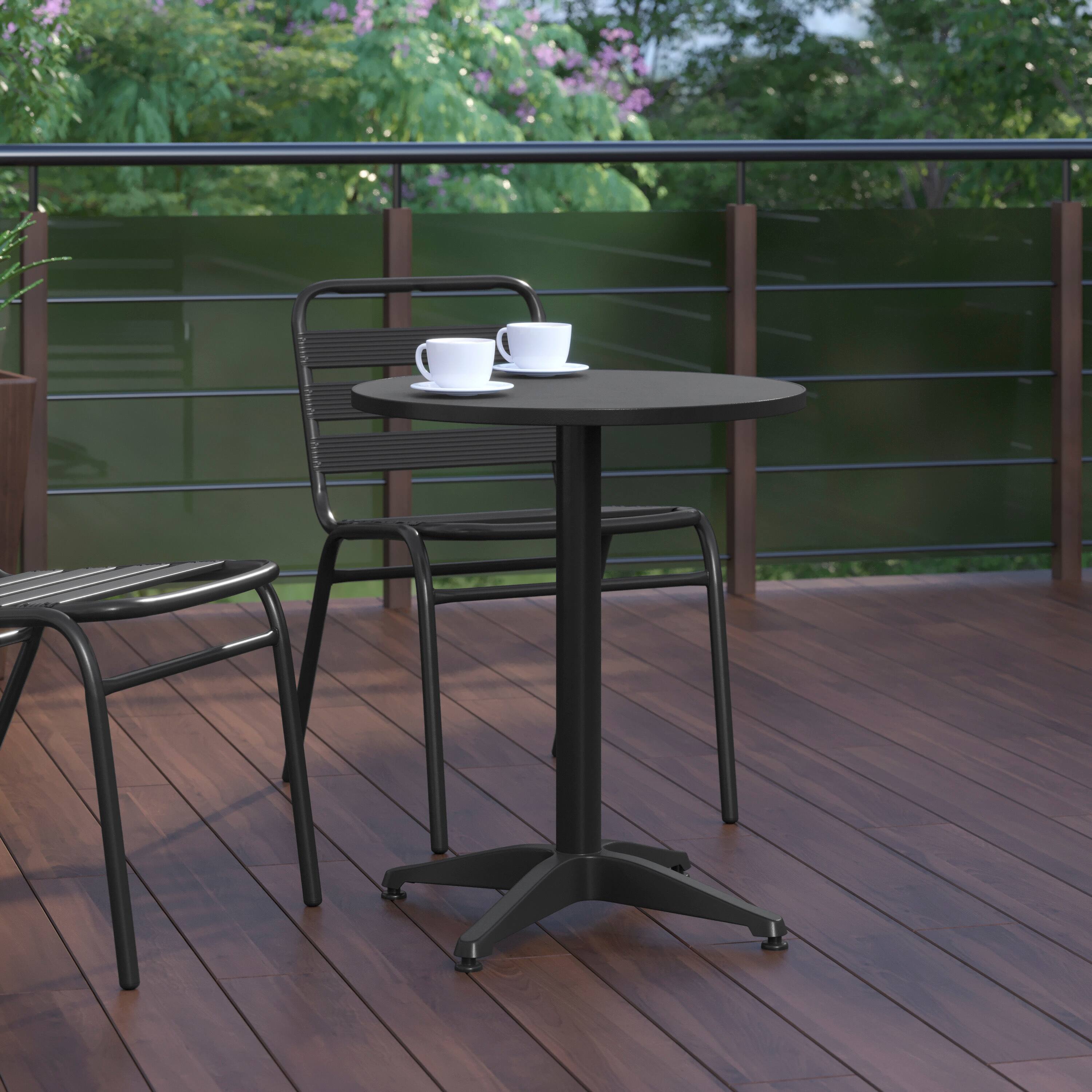 Alt View 3. Flash Furniture - Mellie 23.5'' Black Round Metal Indoor-Outdoor Table with Base - Black.