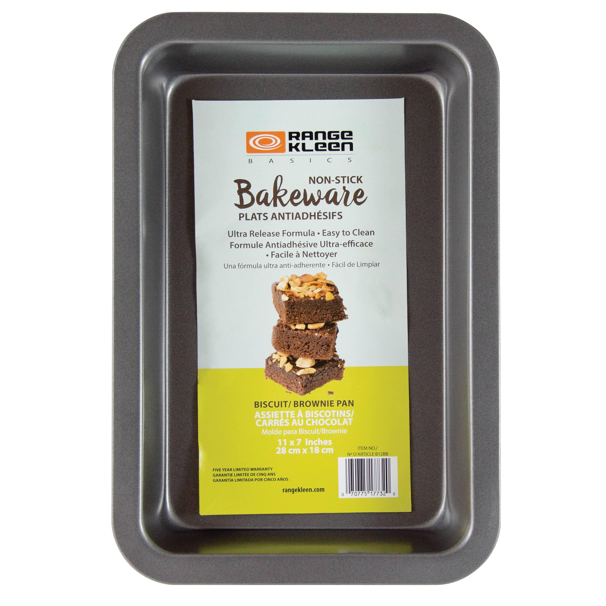 RANGE KLeen BASICS A NON-STICK Bakeware PLATS ANTIADHSIFS Ultra Release Formula Easy to Clean Formule Antiadhsive Ultra-efficace Facile Nettoyer Una frmula ulitra anti-adherente Fcil de Limpiar BISCUIT/ BROWNIE PAN ASSIETTE A BISCOTINS/ CARRES AU CHOCOLAT Molde para Biscult/Brownie 11 x 7 Inches 18 TM NOU 28 cm x cm NMINI 1208 For TEAR LIMTE WARRANITY CARANTE IMTTE L - SARANTIA MITADA - N ES rangekleen.com - 70775 17712 4