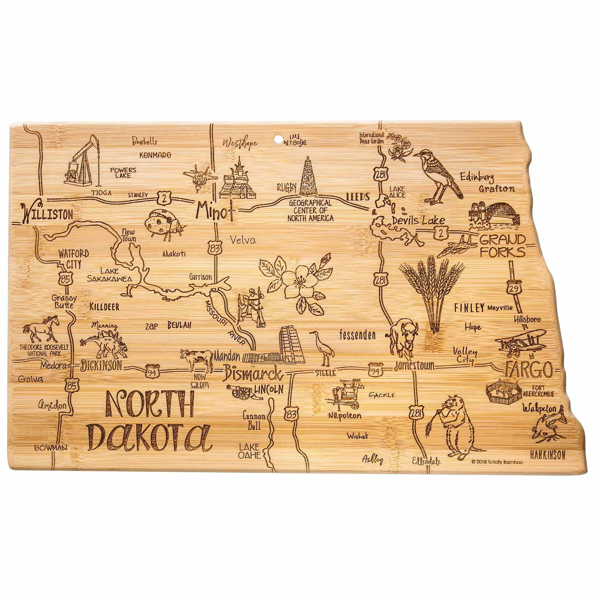 Totally Bamboo - Destination North Dakota Cutting Board, 9-3/4" x 16"