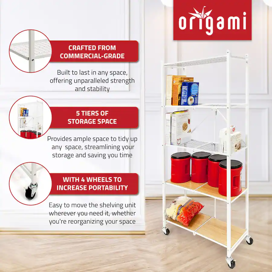 Origami RPR Series 5 Shelf Slim Steel Pantry Rack Holds up to 100 ...