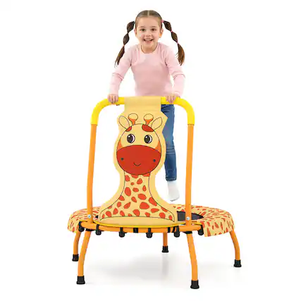 Front. Gymax - Gymax Mini Trampoline w/Foam Padded Handle & Safety Padded Cover for 3+ Years Old Kids Orange - Orange.