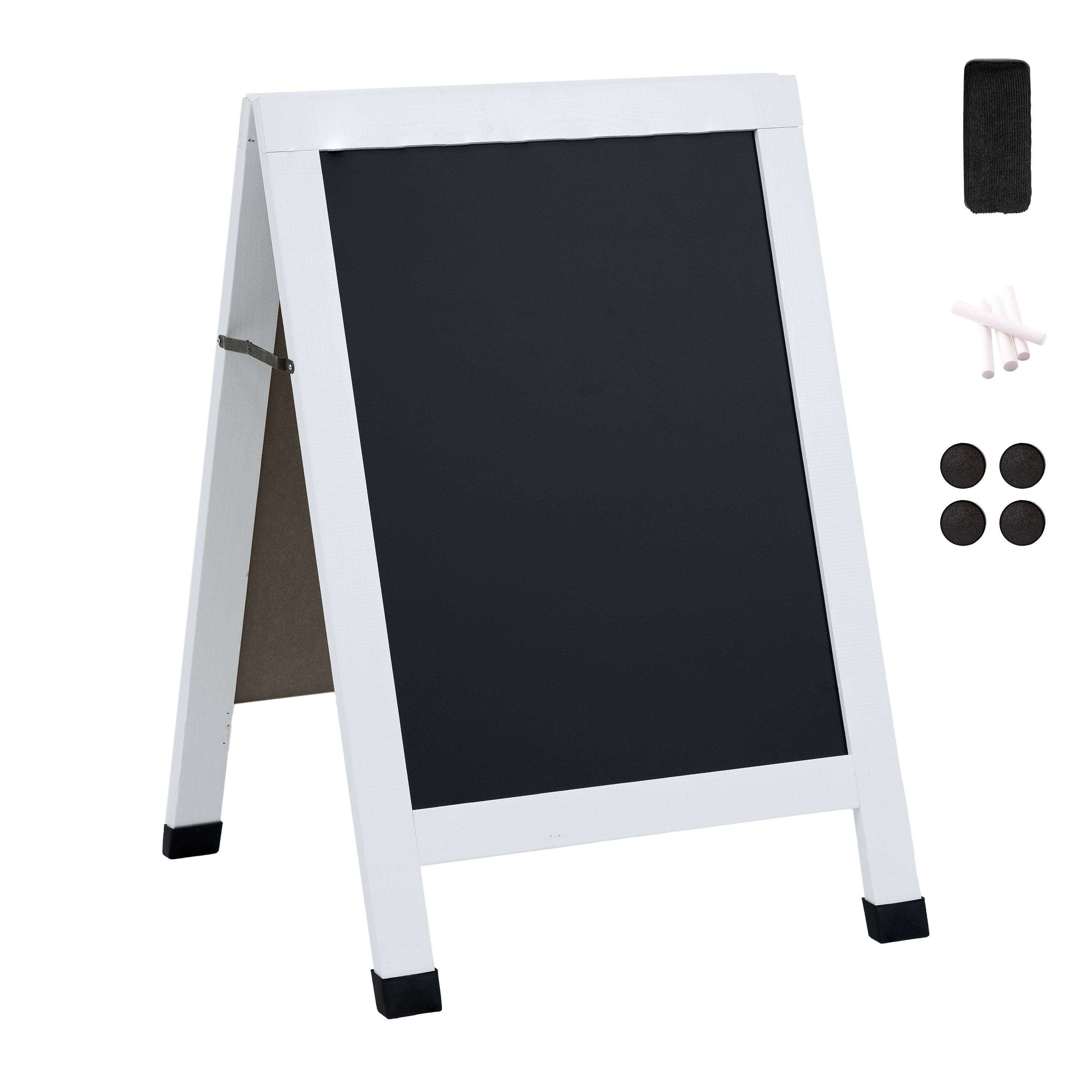 Sunnydaze - 30" x 20" Chalkboard with Chalk and Eraser - White
