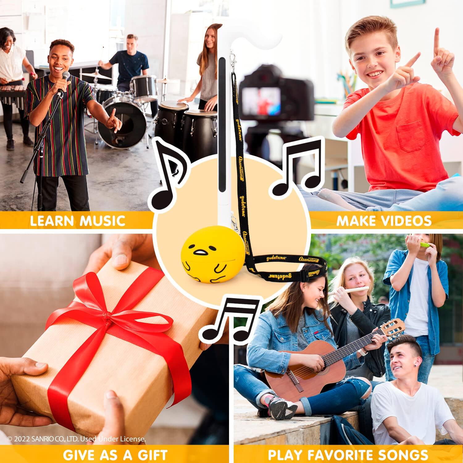 LEARN MUSIC  
MAKE VIDEOS  
GIVE AS A GIFT  
PLAY FAVORITE SONGS  

© 2022 SANRIO CO., LTD. Used Under License
