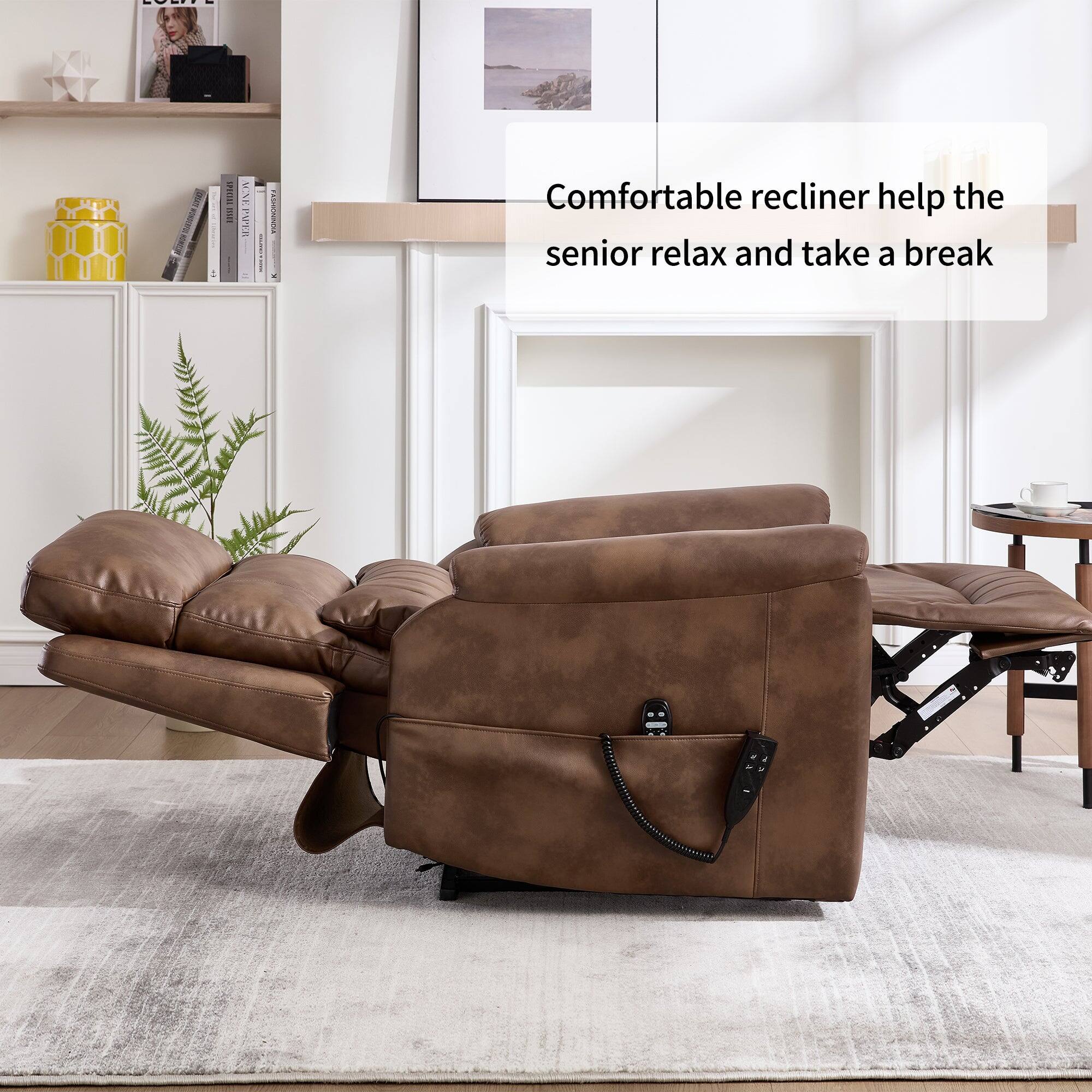 Comfortable recliner help the senior relax and take a break