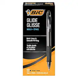 BIC America - BIC GLIDE Bold Retractable Ballpoint Pen, Bold Point, 1.6mm, Black Ink, Dozen (18510/VLGB11BK)