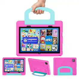 Contixo - 10.1" Kids Tablet, Android 16, 64GB, 3GB RAM, Epic! & Lingokids, Parental Controls & Kid-Proof Case - Pink