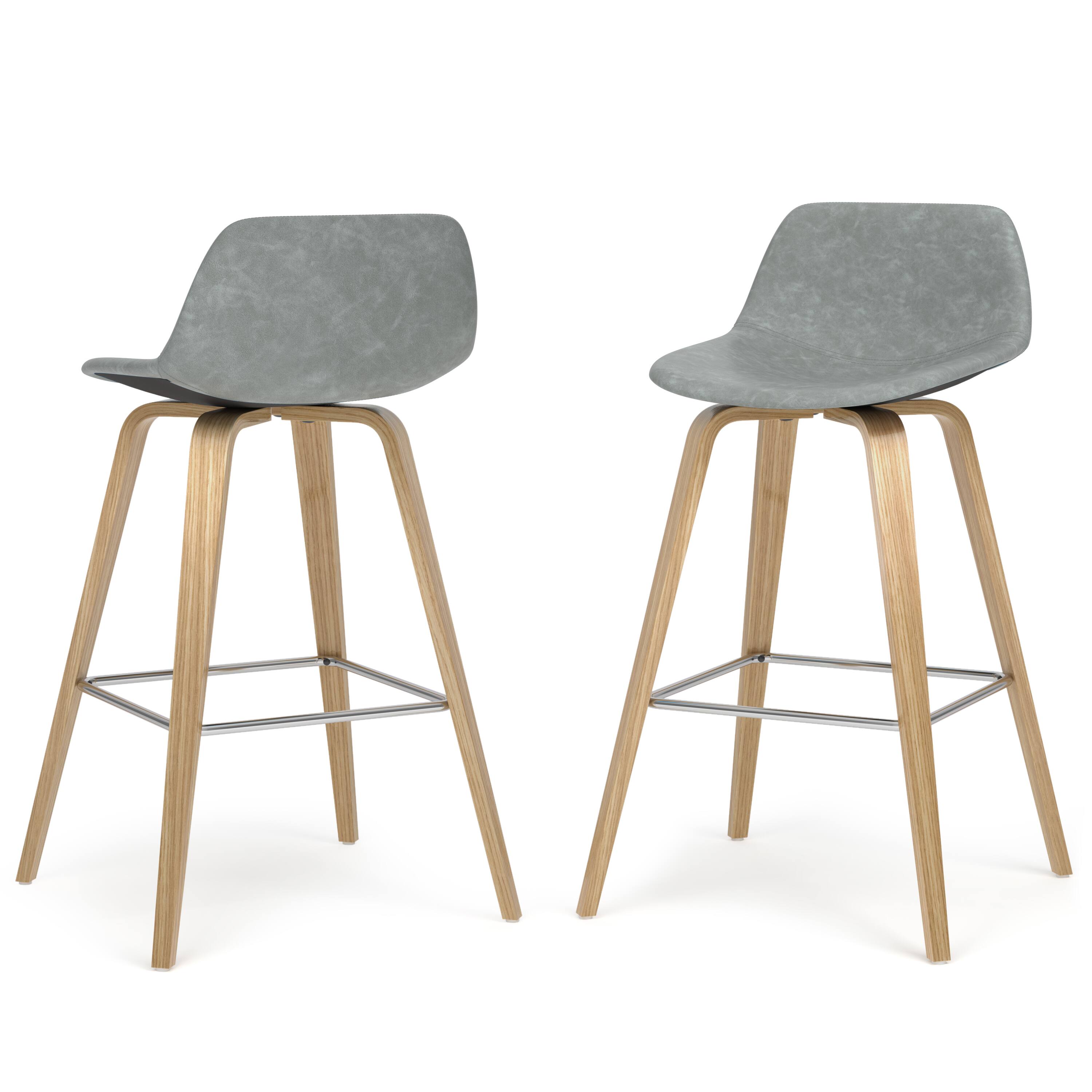 Front. Simpli Home - Randolph Bentwood Counter Height Stool (Set of 2) - Stone Grey.