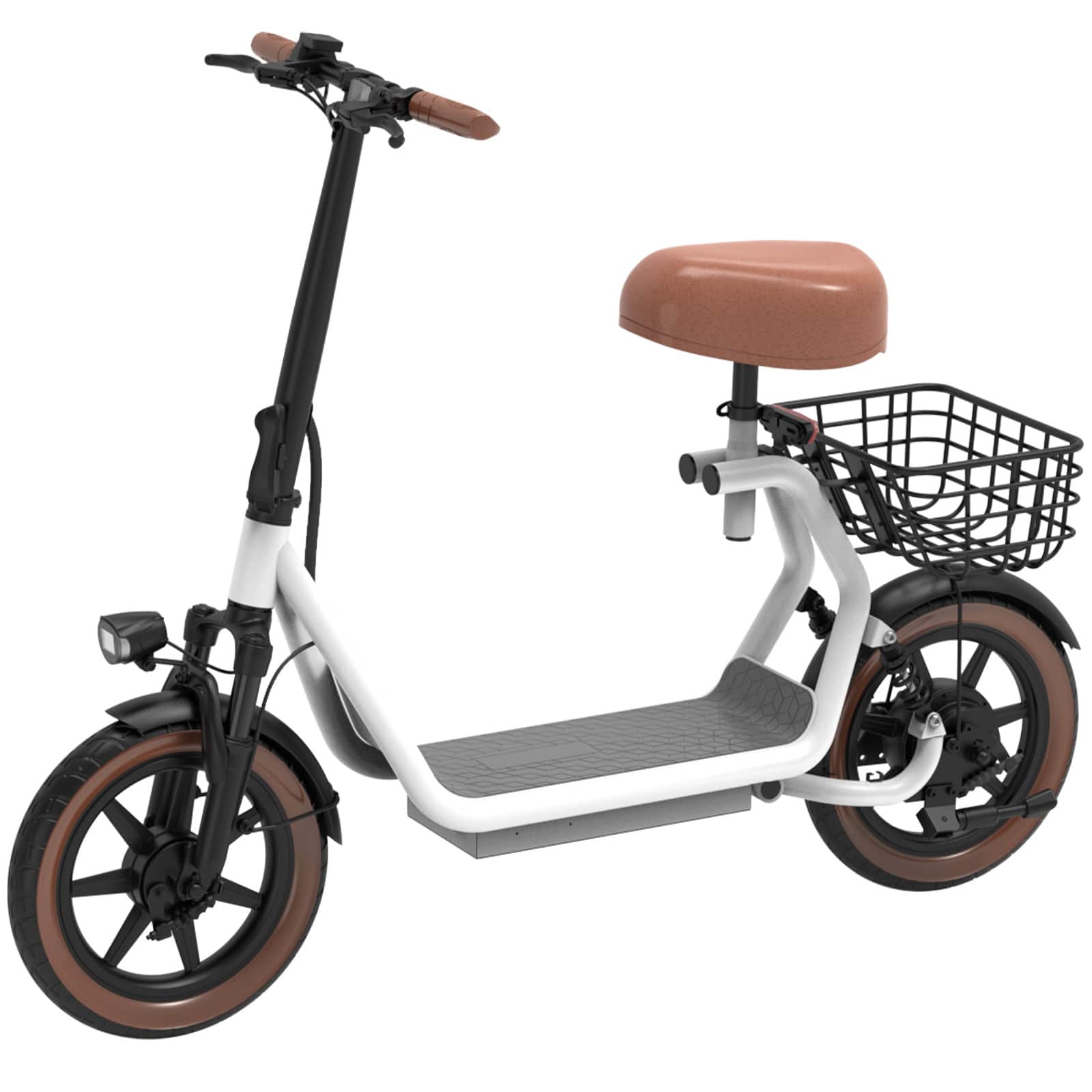 Angle. HiBoy - U2 Electric Scooter with Seat w/ 25 mi Max Operating Range & 20 mph Max Speed - White.