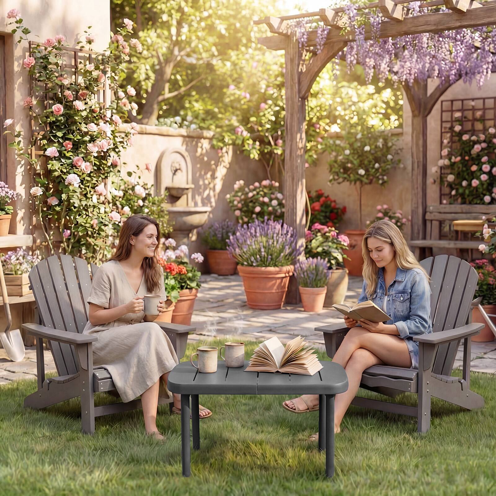 Alt View 9. Gymax - Gymax Outdoor Coffee Table Rectangular Patio Storage Table w/ Aluminum Alloy Rods - Gray.