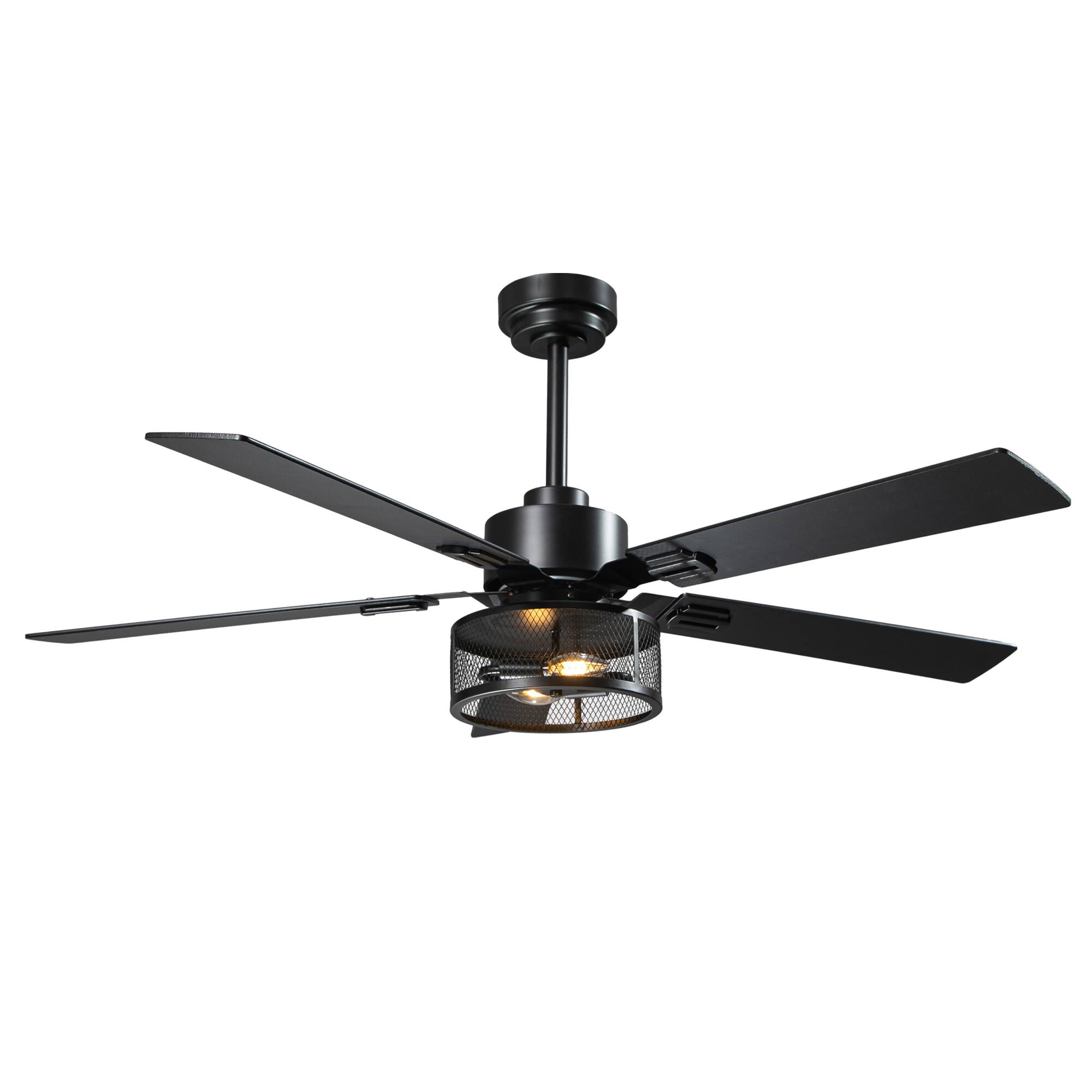 Alt View 4. Parrot Uncle - 52" Matte Black Ceiling Fan with Light, Reversible Blades, Remote & App Control - Black.