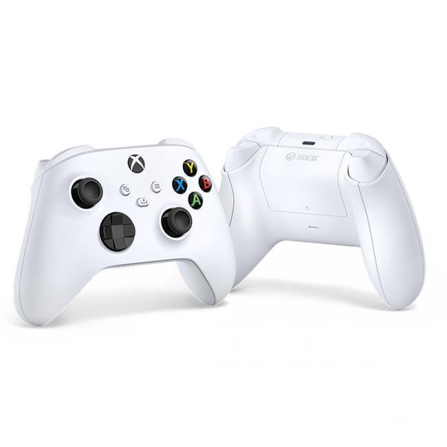 Alt View 2. Microsoft - Xbox Wireless Controller Robot White - Wireless & Bluetooth Connectivity - New Hybrid D-pad - New Share Button - Texture - Unknown.