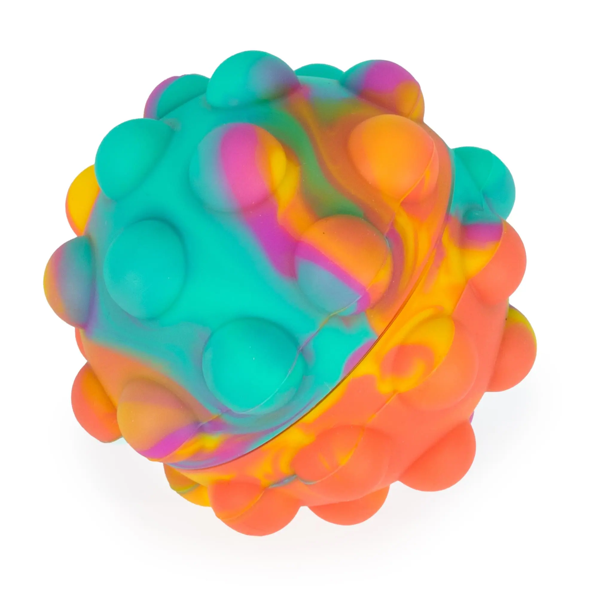 Front. Toynk - Pop Fidget Toy Pressure Relief Silicone Bubble Popping Game Ball | Rainbow - Rainbow.