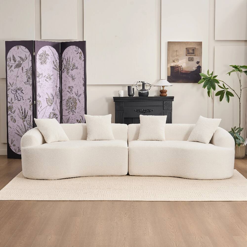 Alt View 8. Loheer - Loheer Curved Boneless Sofa 110'' Sectional Sleeper White - White.