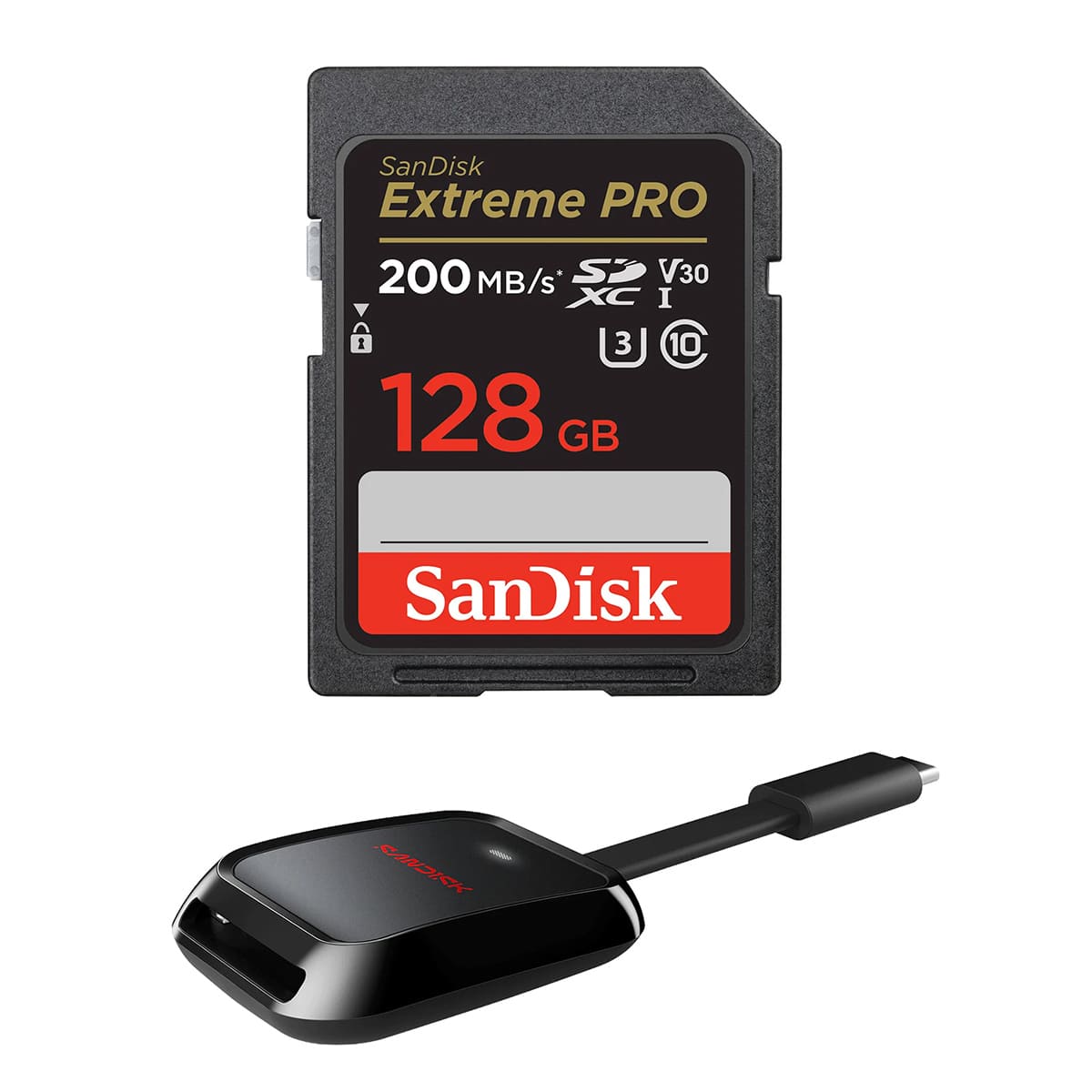 SANDISK - Extreme PRO UHS-I U3 SDXC Memory Card - 128GB, With Reader