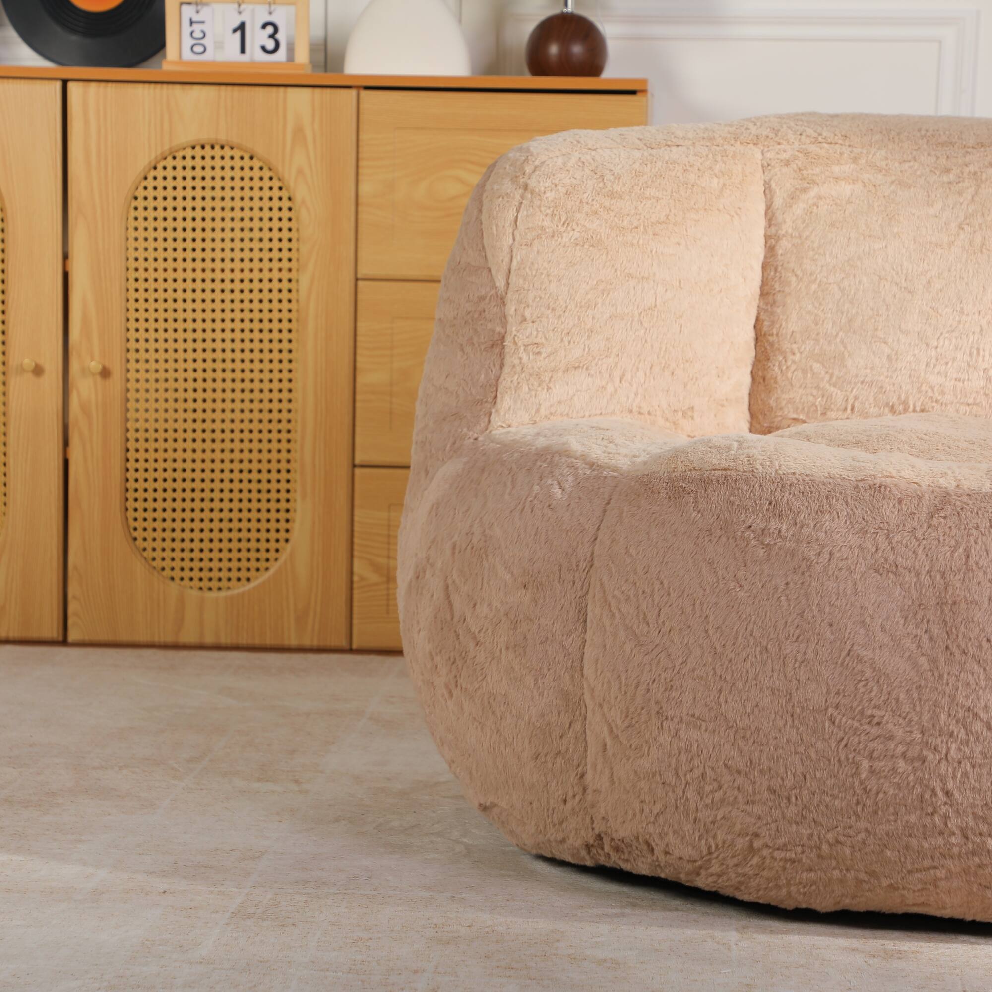 Alt View 10. GOODSILO - Oversized Bean Bag Chair Lounger Sofa with Faux Fur Cover and Shredded Foam Filling for Living Room Comfort - Multicolor.