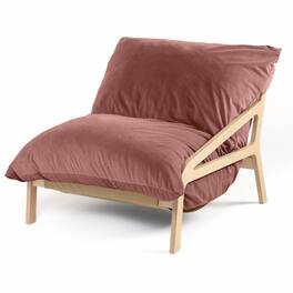 Jaxx - Pillow Saxx Dream Lounger with Wood Frame - 3-in-1 Bean Bag Accent Chair, Recliner & Sleeper - Lush Velvet Mauve