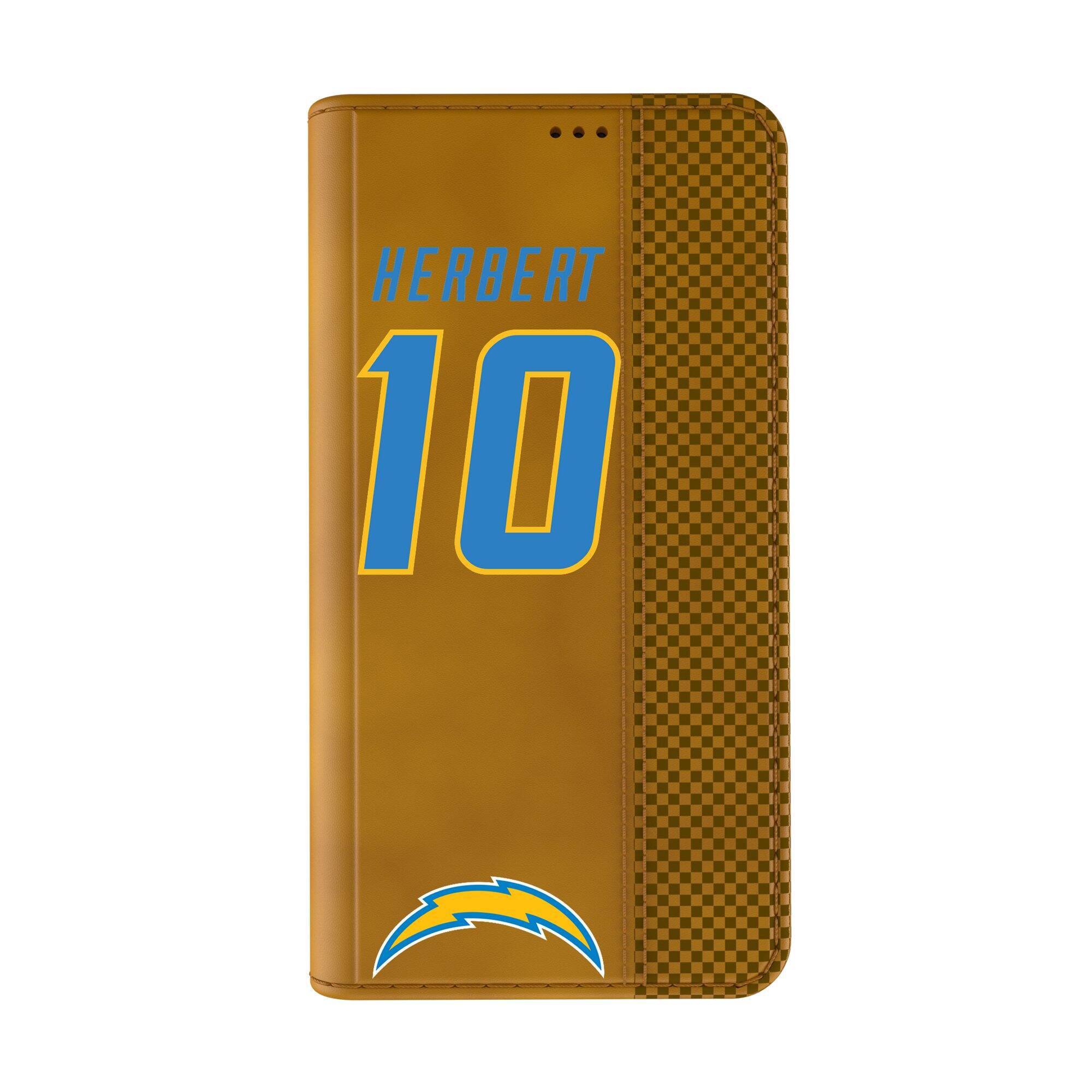 Alt View 1. Keyscaper - Justin Herbert Brown Los Angeles Chargers Folio iPhone Case - 16 Pro - Brown.