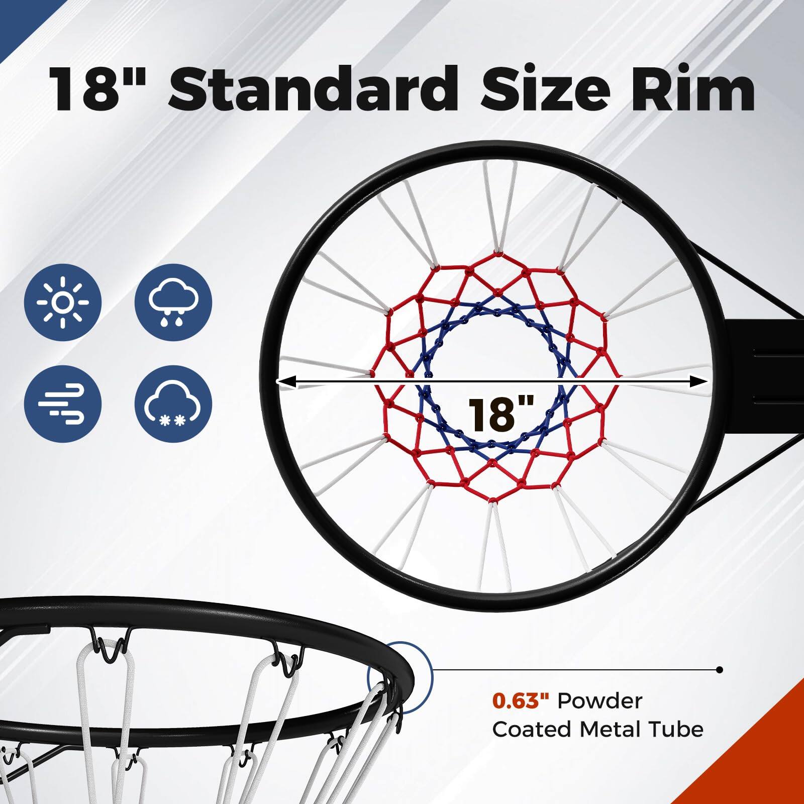18" Standard Size Rim  
0.63" Powder Coated Metal Tube