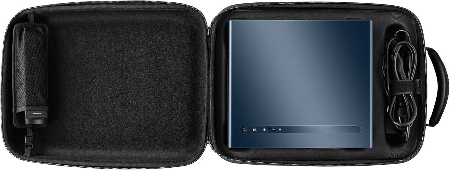 Left. Hisense - Hard Portable Storage Case, for Hisense C1 4k Triple Color Laser Projector, Carrying Bag for Projector and Accessories - Black.