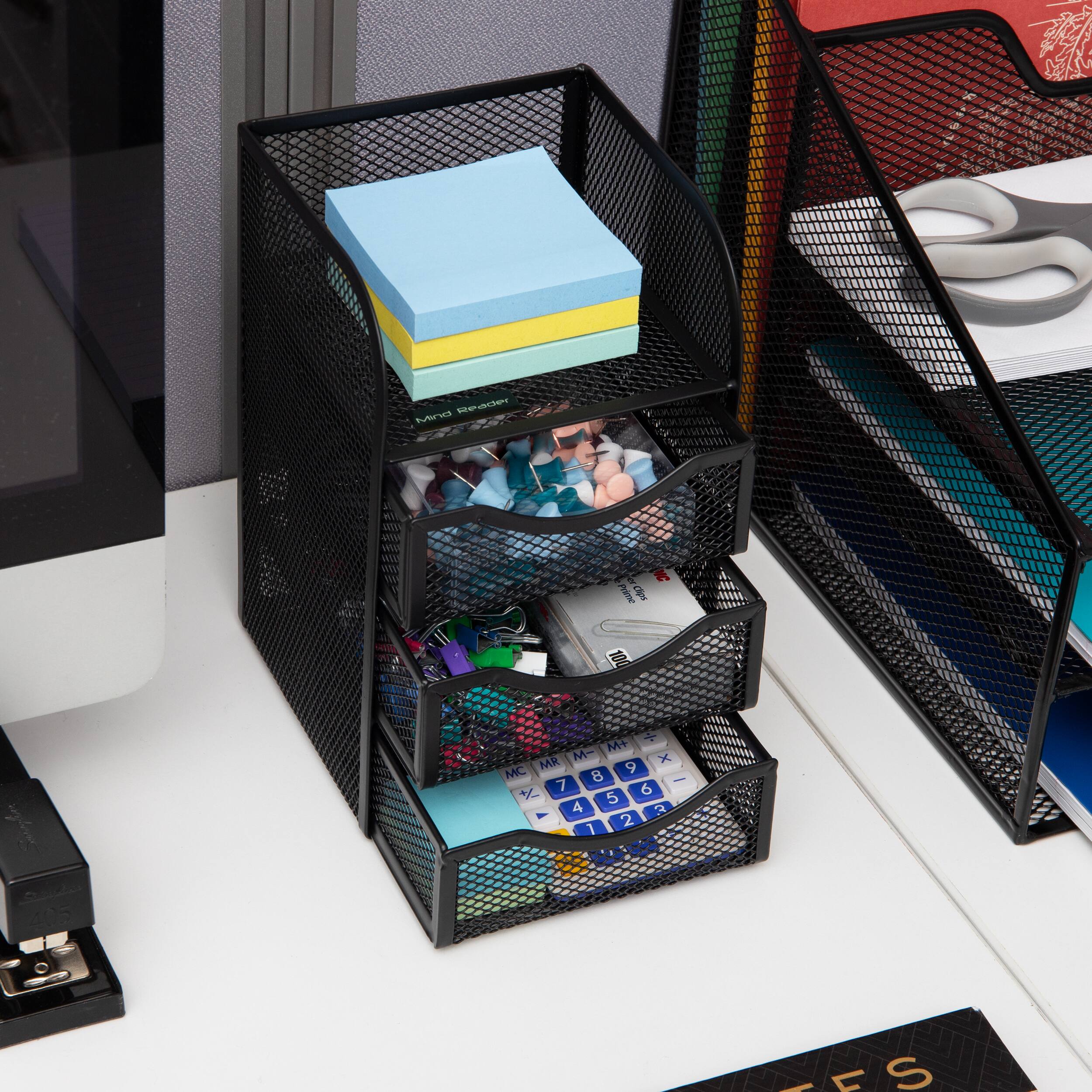 Alt View 15. Mind Reader - Desktop Accessory Storage, Paper Binder Clip Basket, Workspace, Office, Metal Mesh, 4.75"L x 5"W x 8"H - Black.