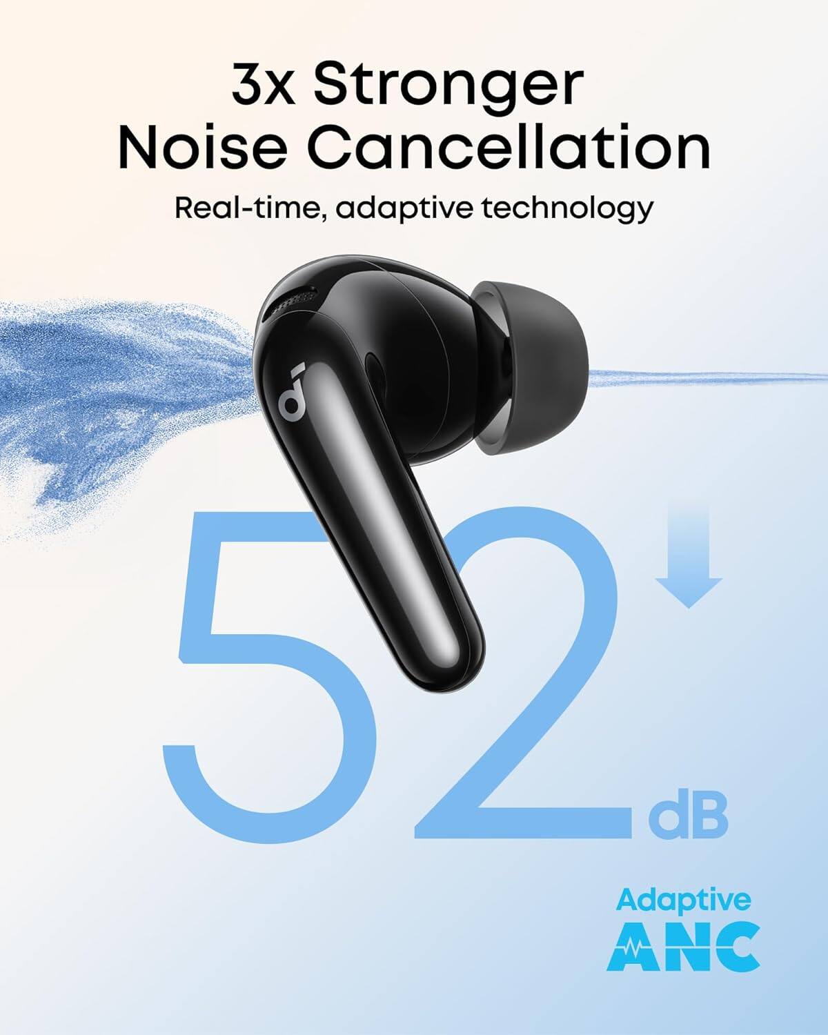 3x Stronger Noise Cancellation  
Real-time, adaptive technology  
52 dB  
Adaptive ANC