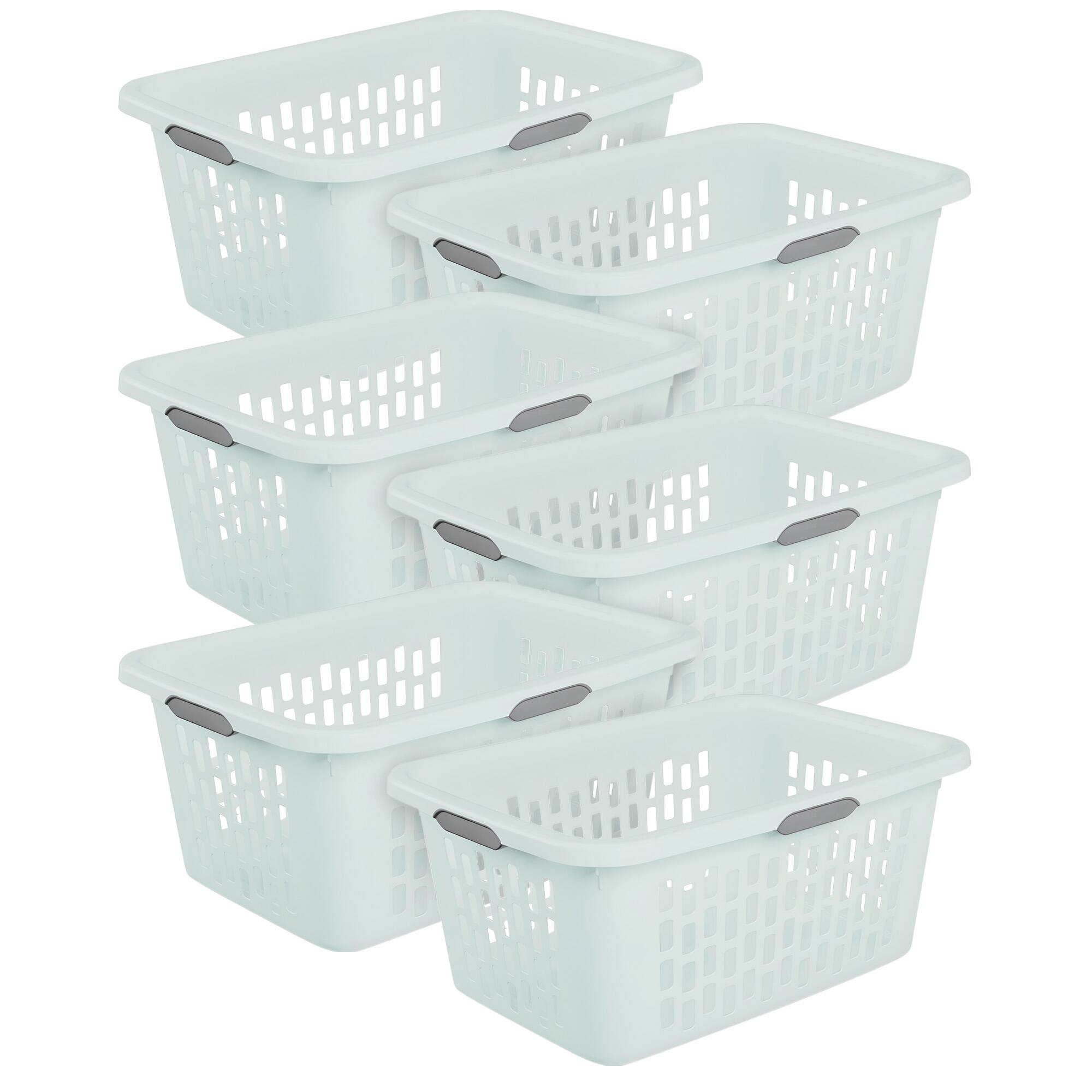 Sterilite - Laundry Basket, 2 Bushel Plastic Hamper with Handles, 6 Pack - Mint