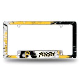 Rico Industries - Pittsburgh Pirates Chrome Metal License Plate Frame with Bold Tie Dye Design - Multi