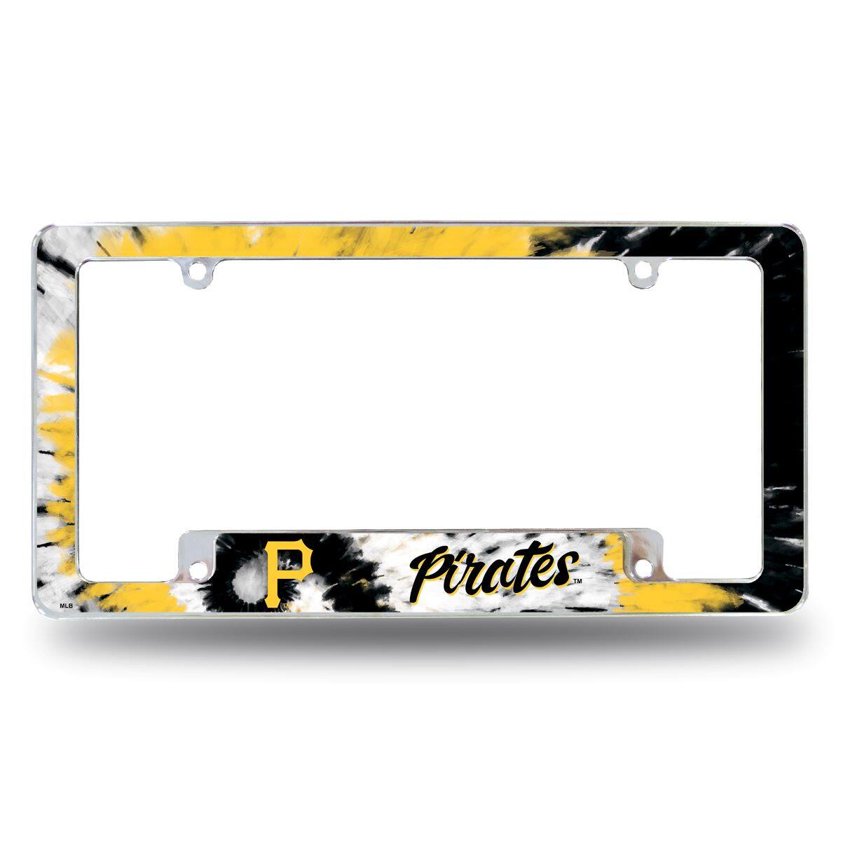 Pittsburgh Pirates Chrome Metal License Plate Frame with Bold Tie Dye Design