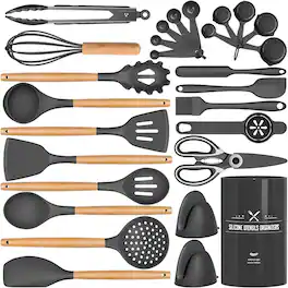 RTMB - Set of 28 silicone cooking utensils includes heat-resistant cooking utensils - Gray