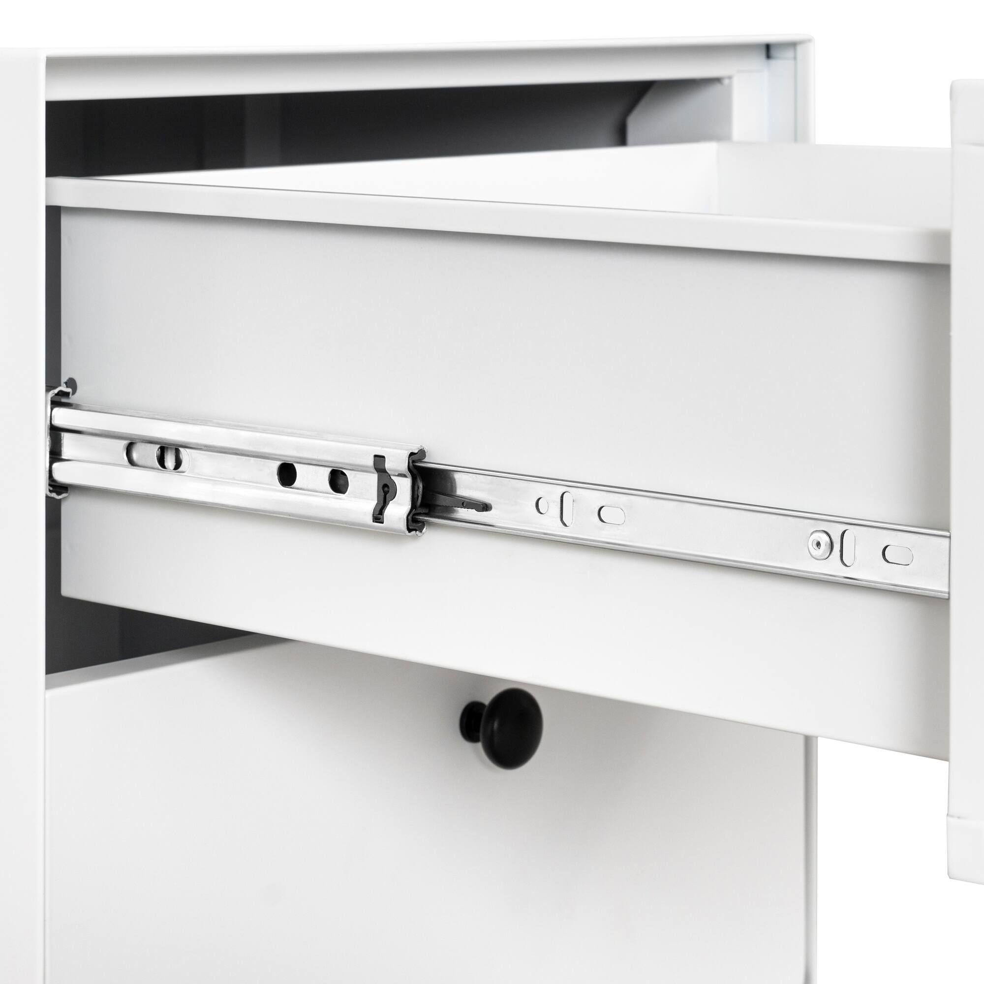 Alt View 5. Tiramisubest - Modern Steel Night Stand with 2 Drawers for Bedroom and Living Room, Circular Handle Design - White.