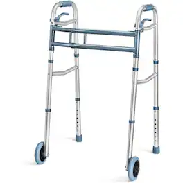 Medical King - Aluminum Lightweight Walker with Wheels – Adjustable Folding Walker with Arm Support for Seniors, 2-Wheel Design - Gray