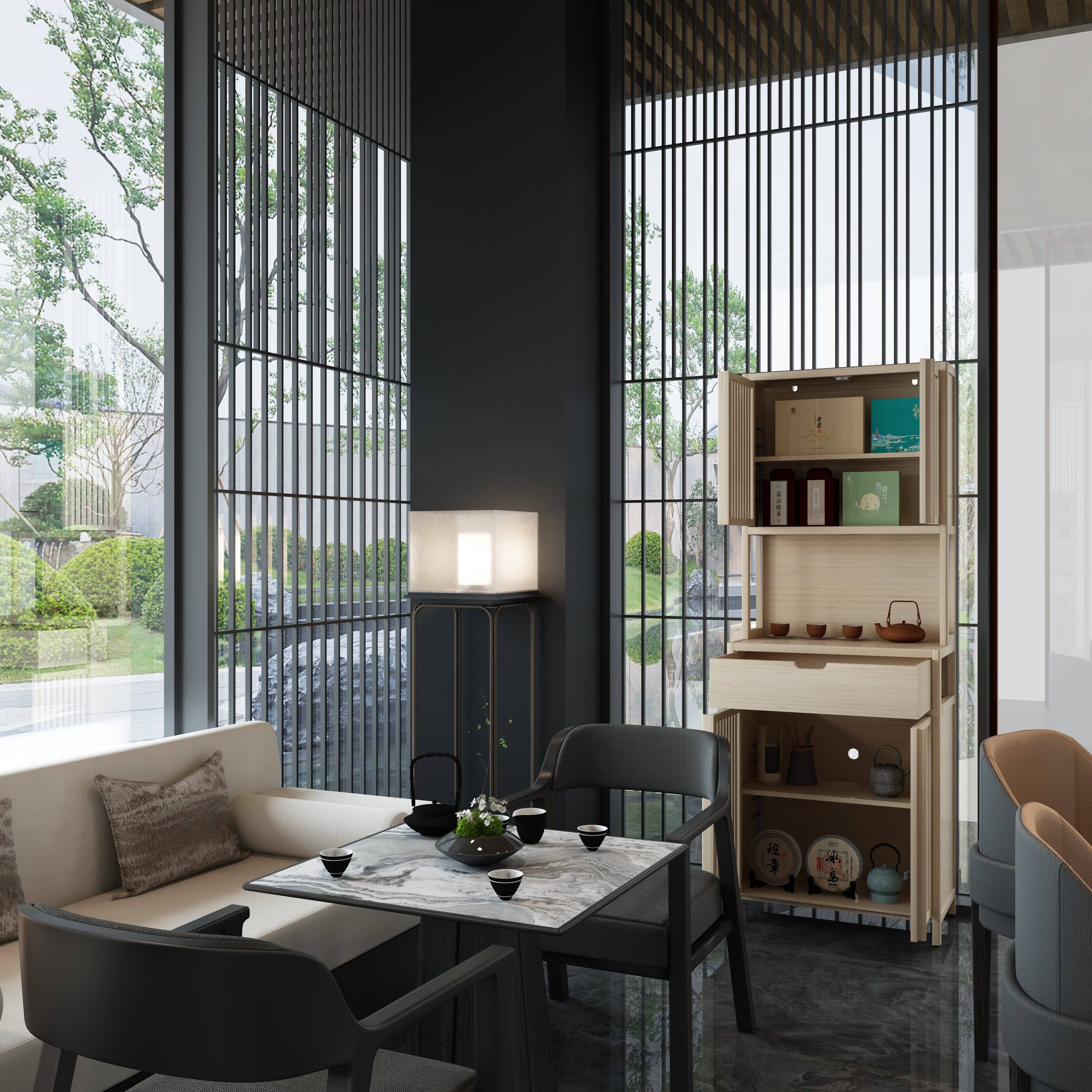 Alt View 5. Boyel Living - Seventy Two Inch Tall Bamboo Storage Cabinet with Double Doors Drawers for Home Storage - Natural.