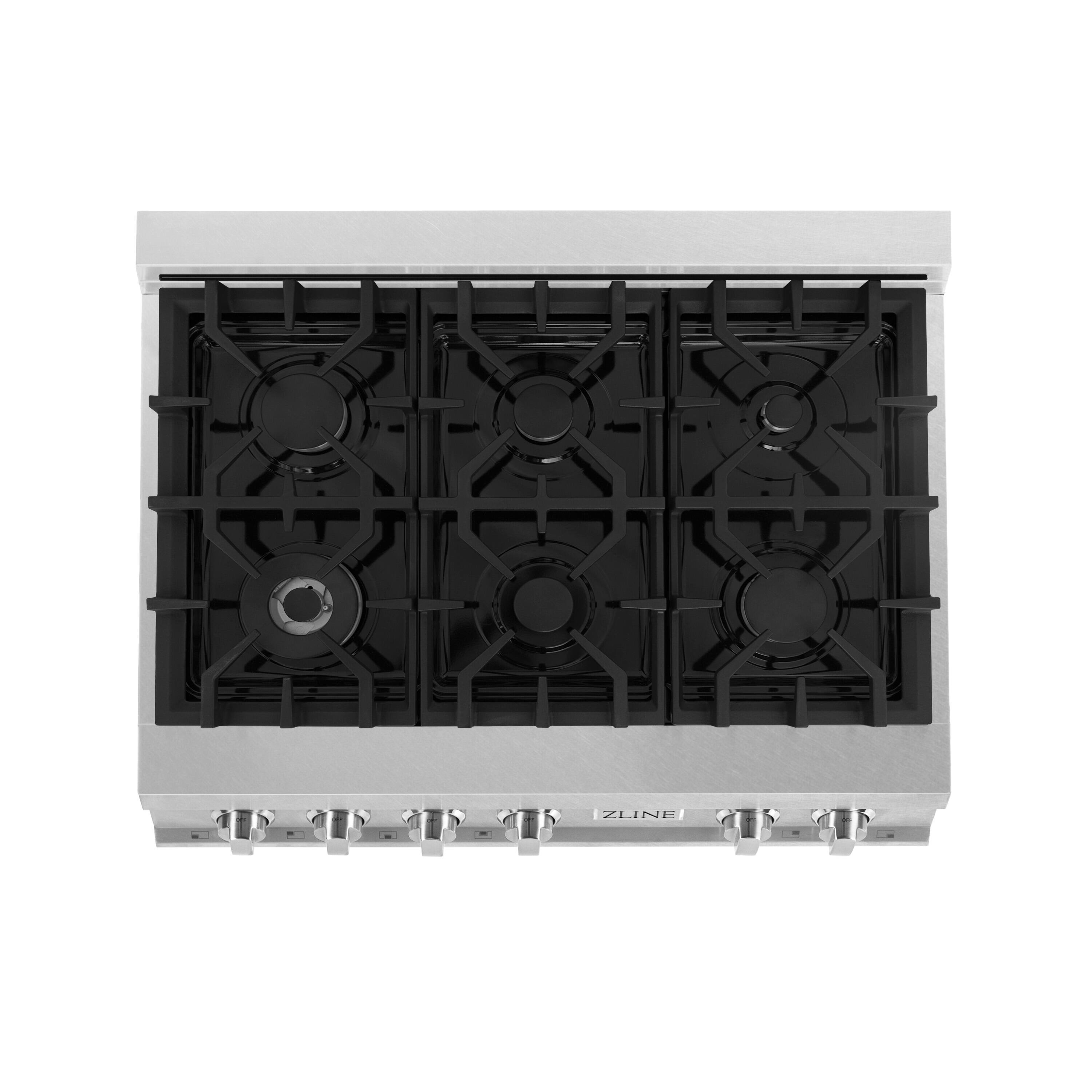 Left. ZLINE - ZLINE 36 in. Legacy Gas Rangetop with 6 Burners and Porcelain Cooktop (RTS-36) - Stainless Steel.